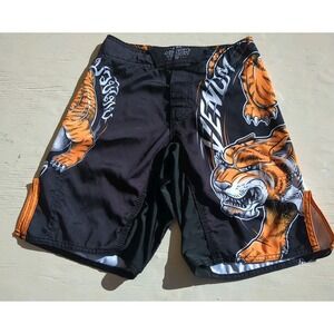 Venum Muay Thai Shorts Boys 8 Black Tiger Kickboxing MMA Fight Team